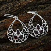 Layla Red Gemstone Earrings in Elegant Silver Design